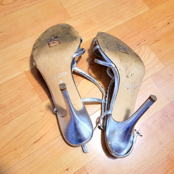 Aldo Silver Rhinestone Sandals Size Eu 38 / US 7.5 - Picture 5 of 5
